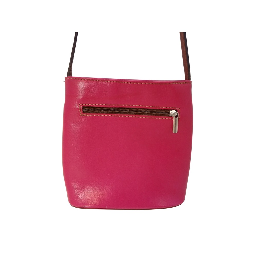 Vera Pelle Crossbody Bag Womens Small Pink Brown Excellent Italian Leather - Picture 3 of 6